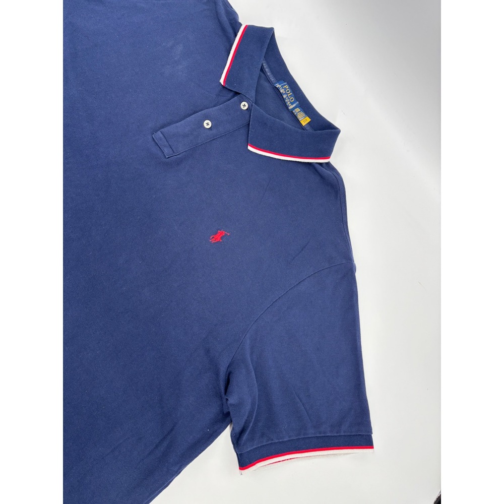 Polo Ralph Lauren Mens 3XB Polo Shirt Navy Blue Red Tipping Big & Tall Cotton